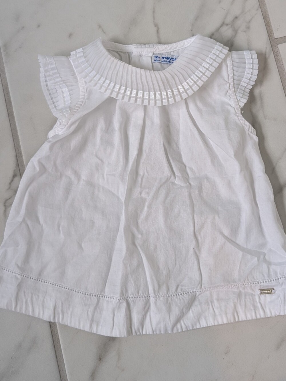 Mayoral White Cotton 12m Baby Blouse